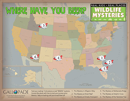 Track the locations of the Wildlife Mysteries!